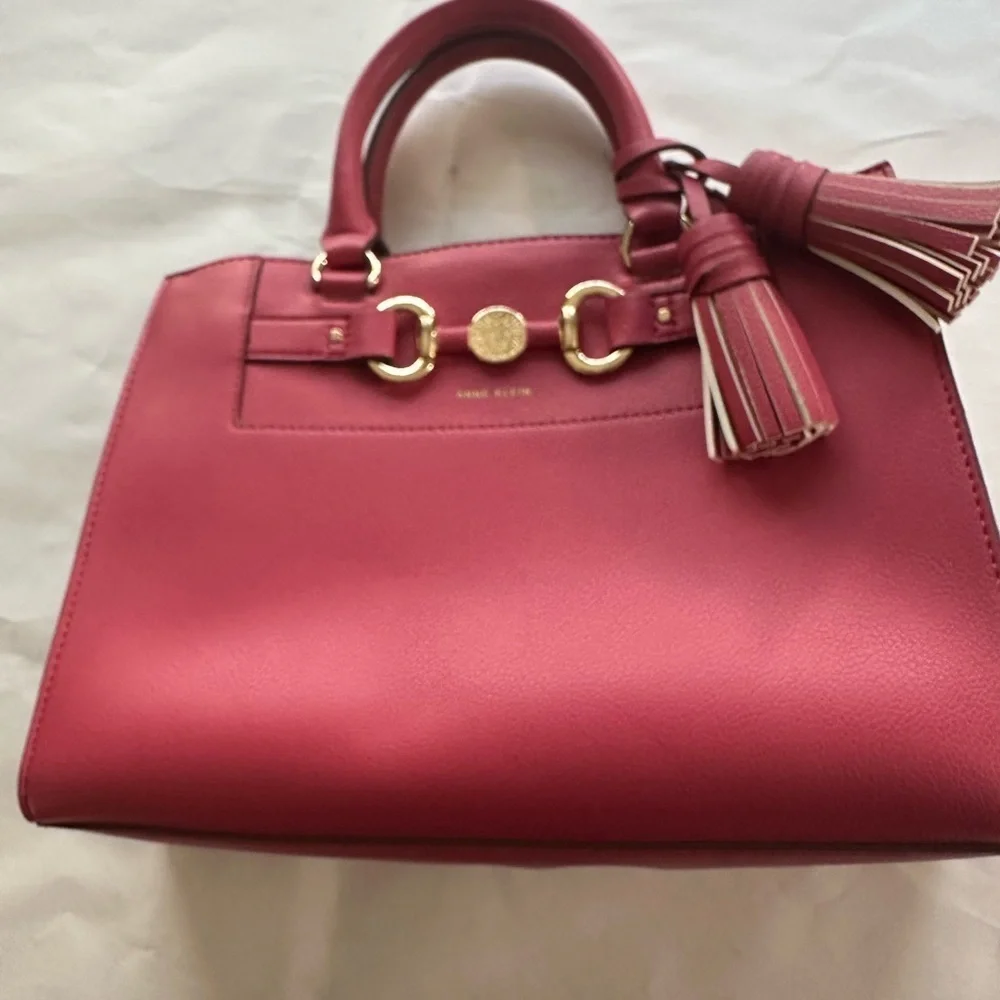 Anne Klein Pink Satchel with Gold-Tone Hardware